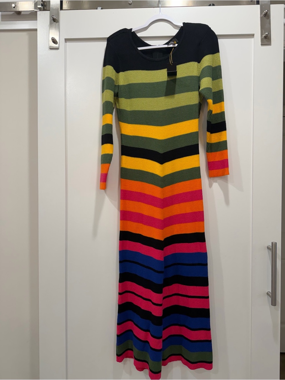 LQ Knits Women’s Size S Multicolor Striped Knit Maxi Sweater Dress Long Sleeve
